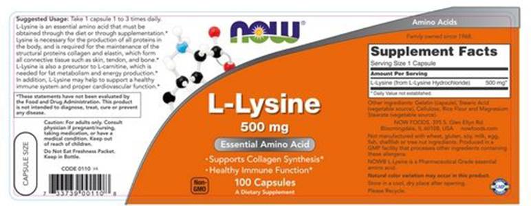 L-lysine 500 mg - 100 capsules