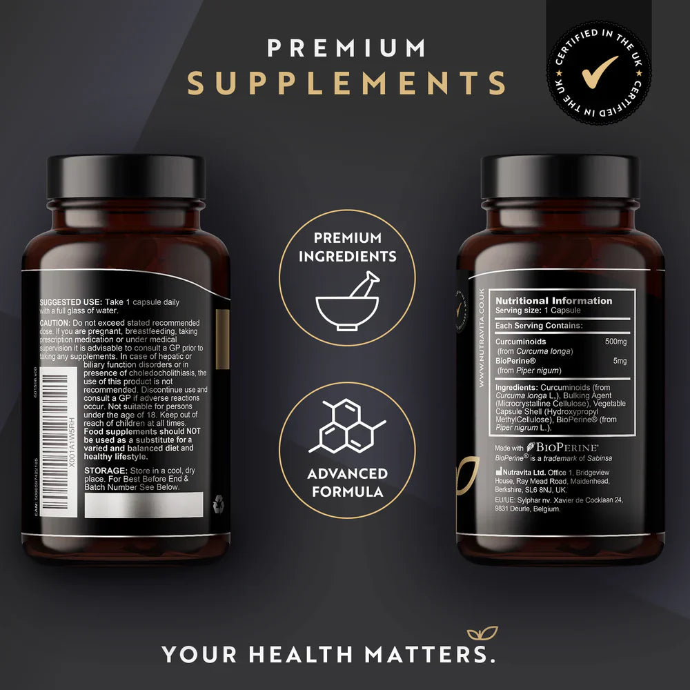 Premium Curcumin 95% Curcuminoids with Bioperine® – 120 capsules - Nutra Best Europe