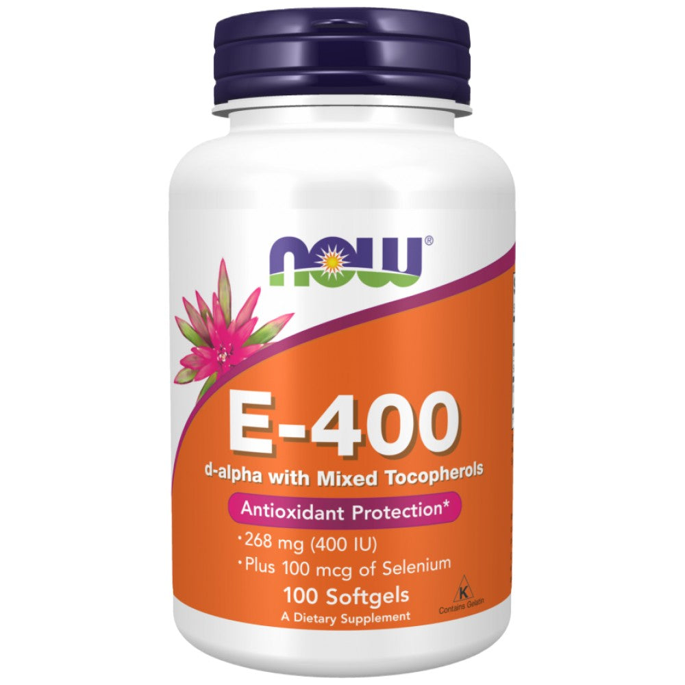 Vitamine E-400 + sélénium - 100 capsules de gel