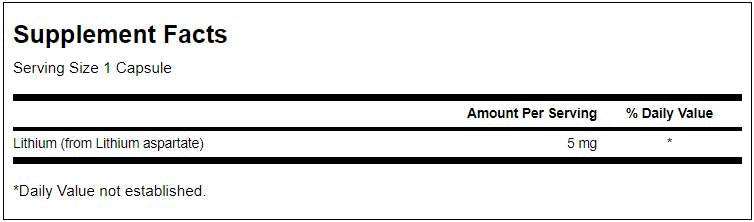 Aspartate de lithium 5 mg 100 capsules