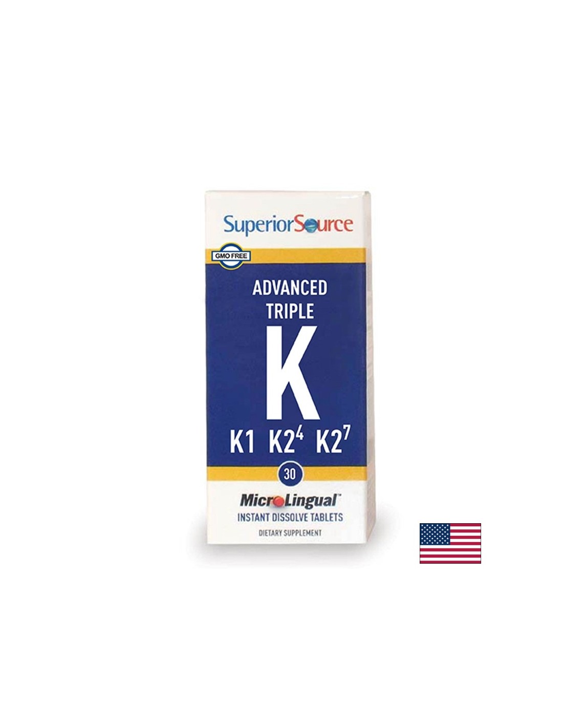 Vitamine K (K1, K2 MK-4, MK-7) - Advanced Triple K, 30 comprimés sublinguaux <tc>Superior Source</tc>