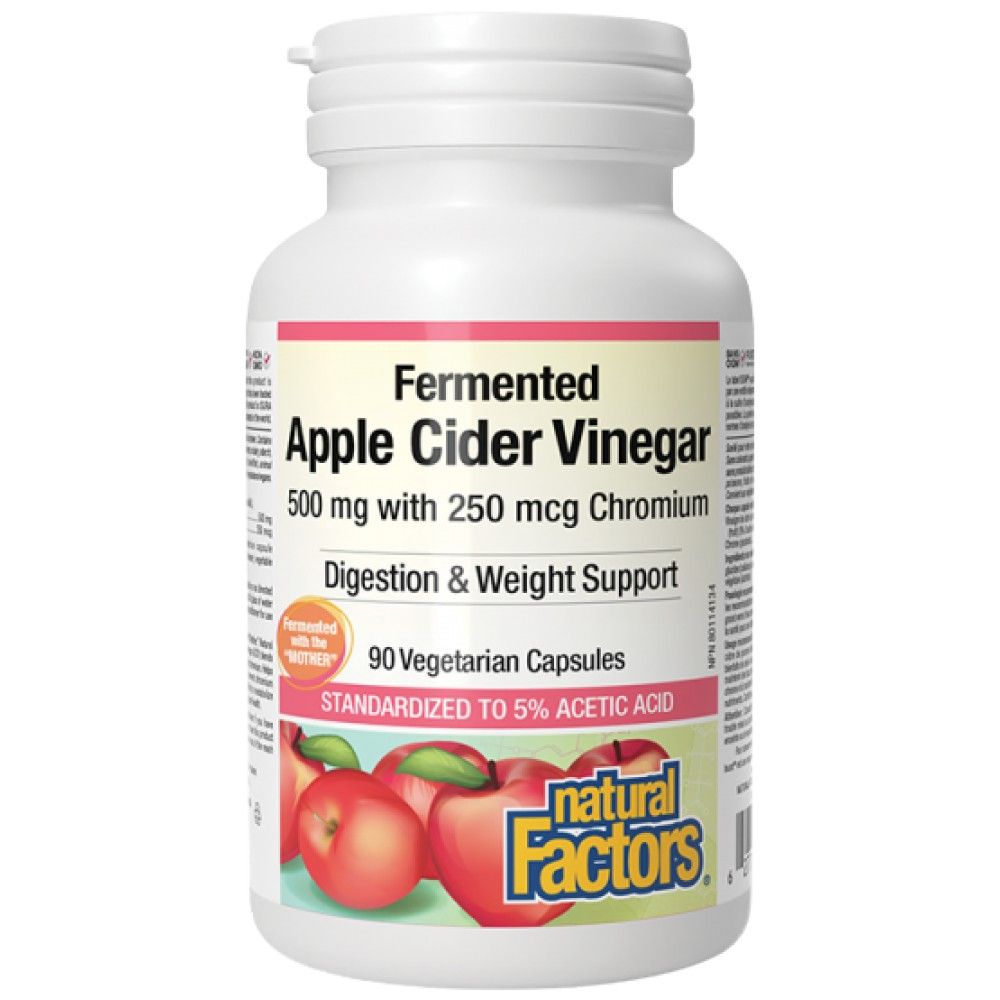 Vinaigre de cidre de pomme fermenté 500 mg | Plus chrome 250 mcg - 90 capsules