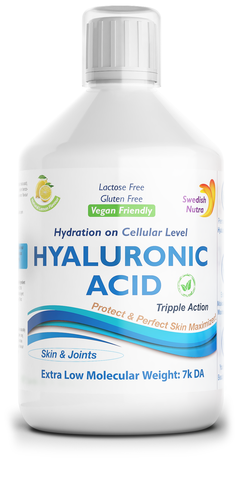 Acide hyaluronique liquide 100 mg - nourriture au niveau cellulaire - 500 ml