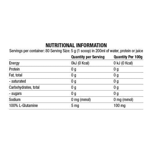 100% de L-glutamine Powder - 400 grammes