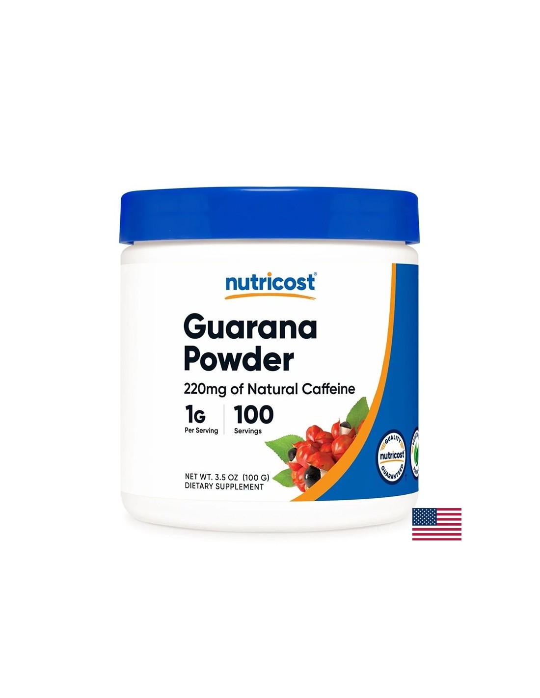 Réduction du poids - Guarana, 1000 mg x 100 g de poudre