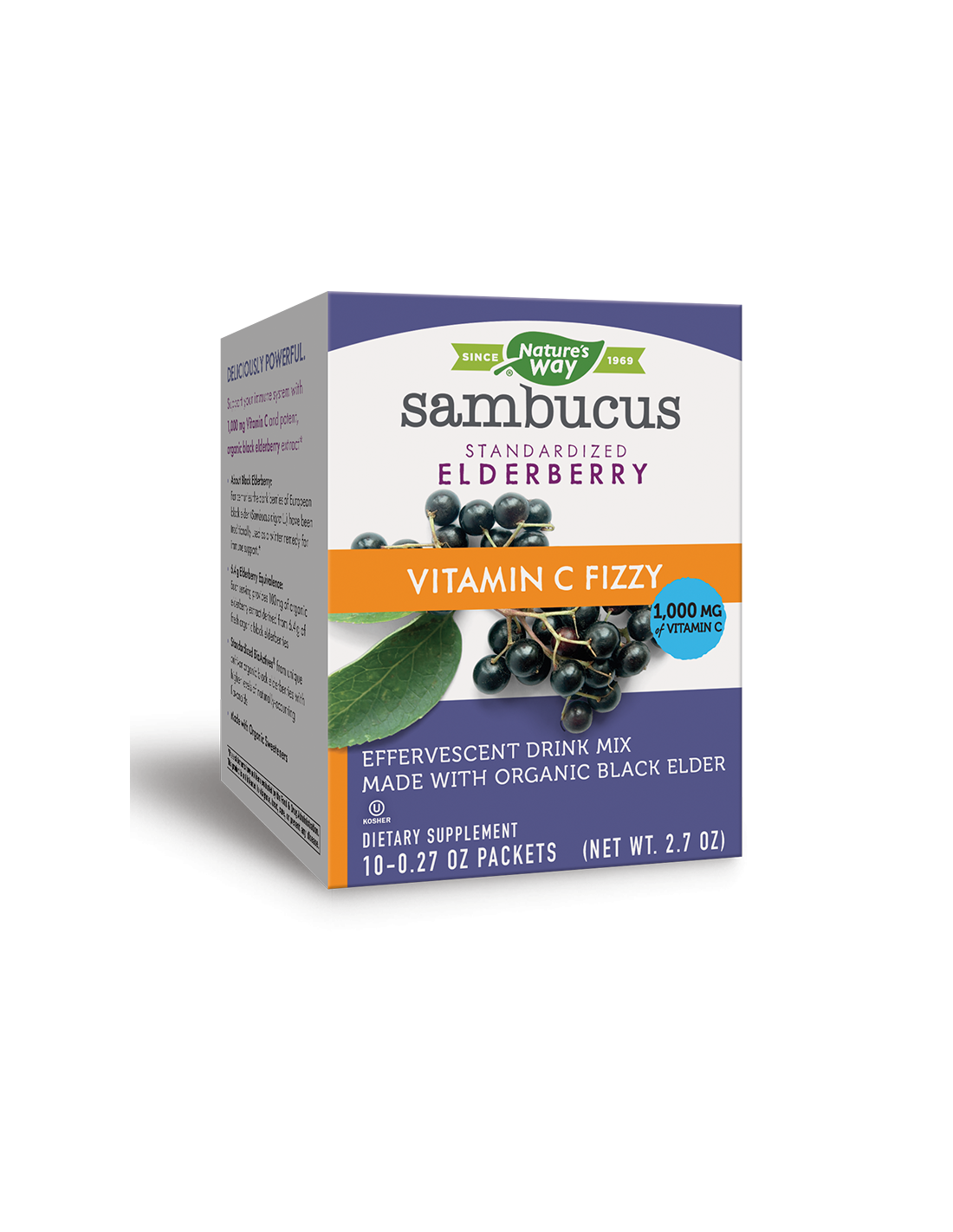 Sambucus avec aîné noir et vitamine C 1000 mg - Sambucus Vitamin C pétillant, boisson effervescente, 10 sachets