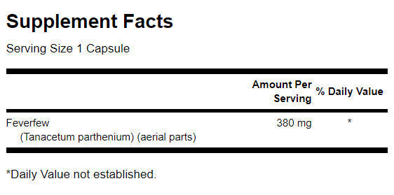 Fiverfew 380 mg - 100 capsules