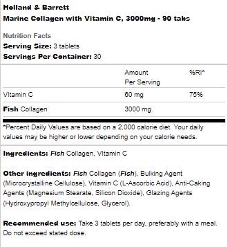 Collagène marin avec de la vitamine C 3000 mg - 90 comprimés