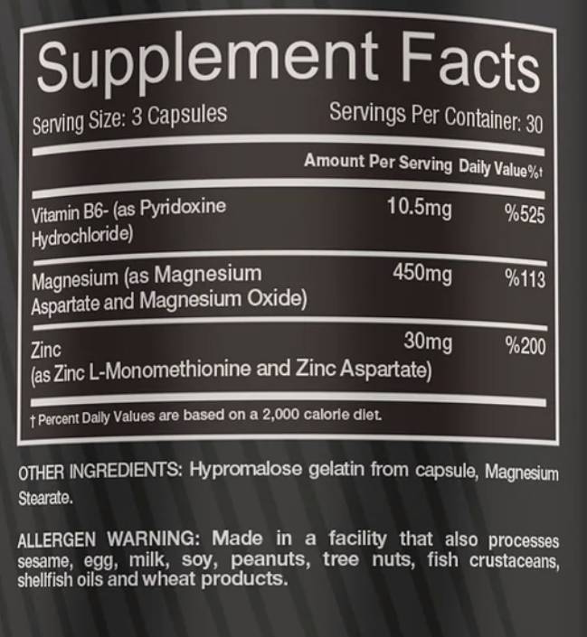 ZMA | avec du zinc, du magnésium et des capsules B6 90