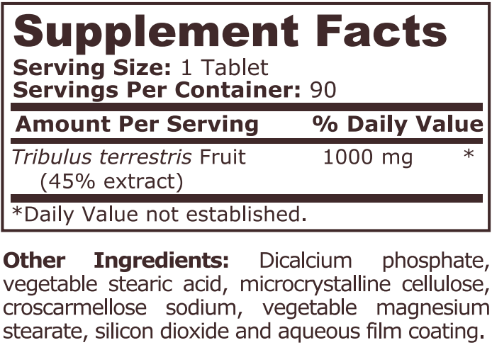 Pure Nutrition - TRIBULUS TERRESTRIS 1000 MG - 90 Tablets - Nutra Best Europe