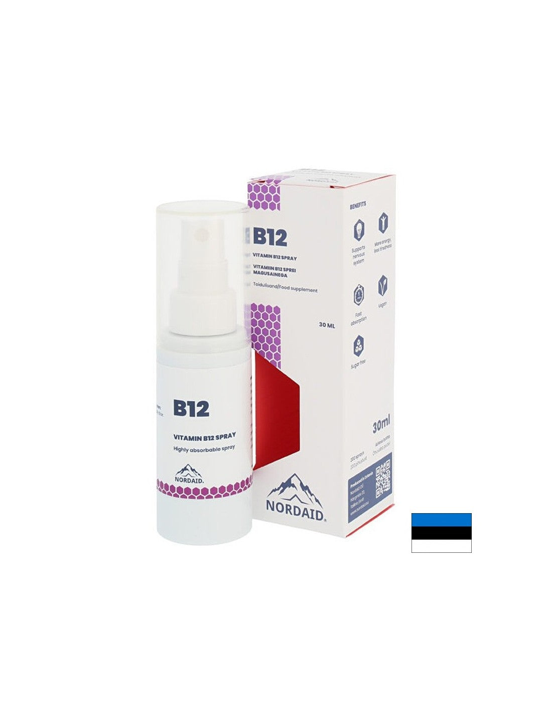 Système nerveux - Vitamine B12 (méthylcobalamine), spray saveur menthe 30 ml/ 200 pulvérisations <tc>Nordaid</tc>
