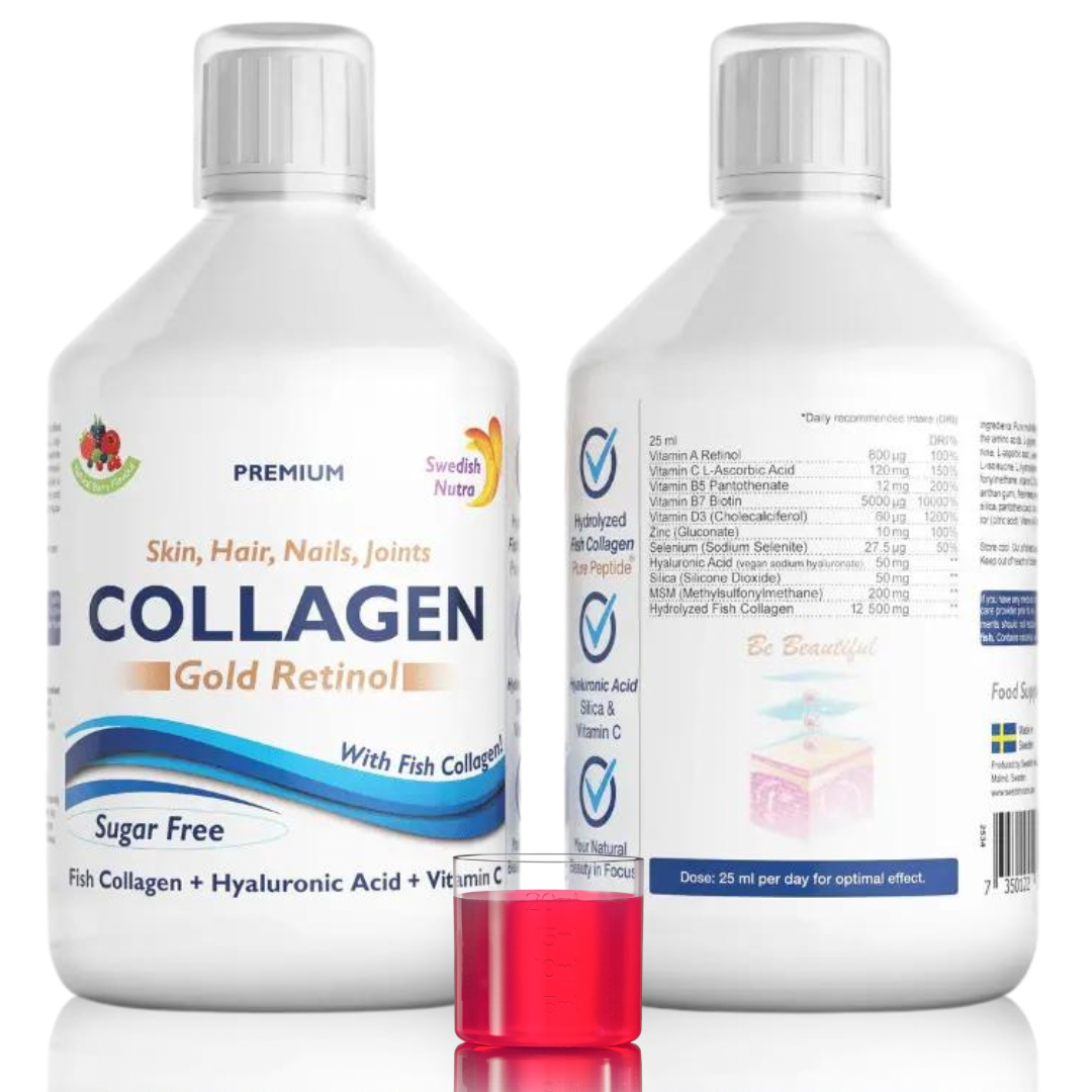 Collagène de poisson 12 500 mg Rétinol doré 500 ml <tc>Swedish Nutra</tc>