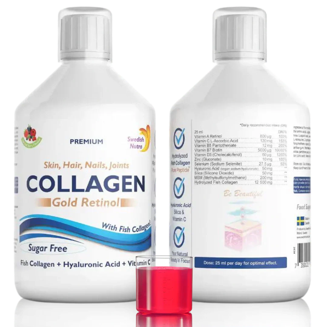 Collagène de poisson 12 500 mg Rétinol doré 500 ml <tc>Swedish Nutra</tc>