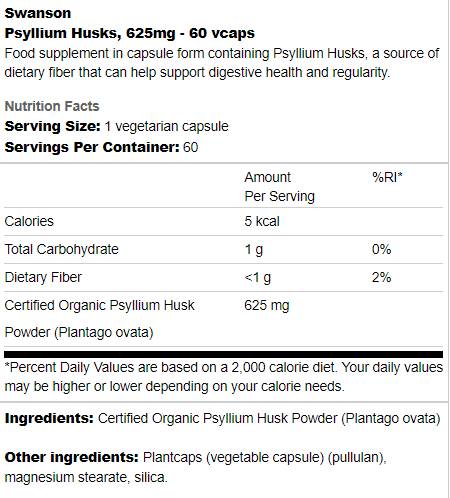 Higques de psyllium 625 mg 60 capsules