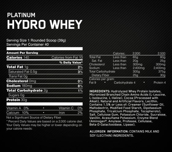 Platinum Hydro Whey 3,5 lb. - 1 600 kg