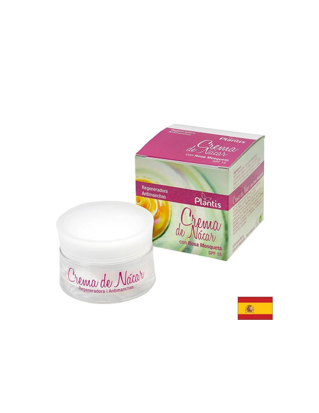 Crème visage à l'églantier et à la poudre de perle (facteur de protection 15) - Crema de Nácar con Rosa Mosqueta SPF 15 Plantis®, 50 ml Arte<tc>san</tc>je