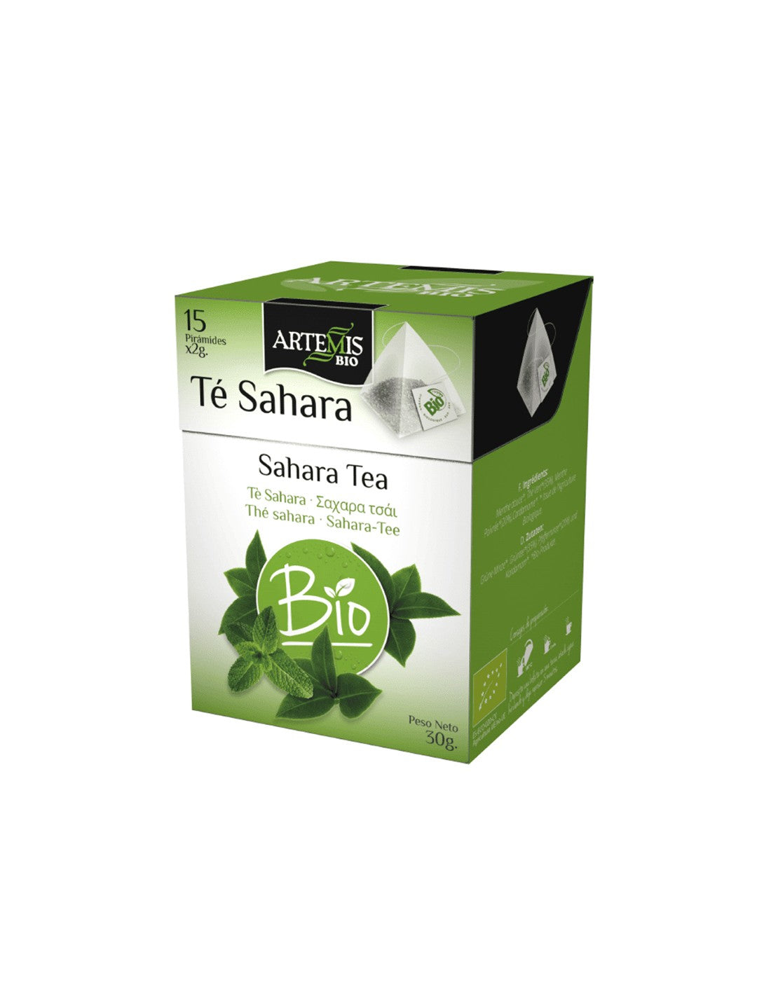 Thé vert avec bio de menthe, 15 sacs filtrants