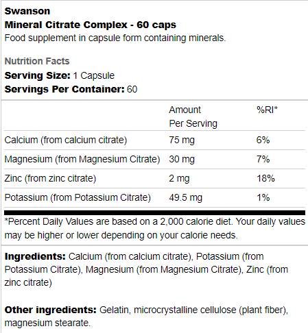 Complexe de citrate minéral - 60 capsules