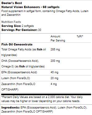 Meilleurs améliorateurs de vision naturelle - 60 capsules de gel