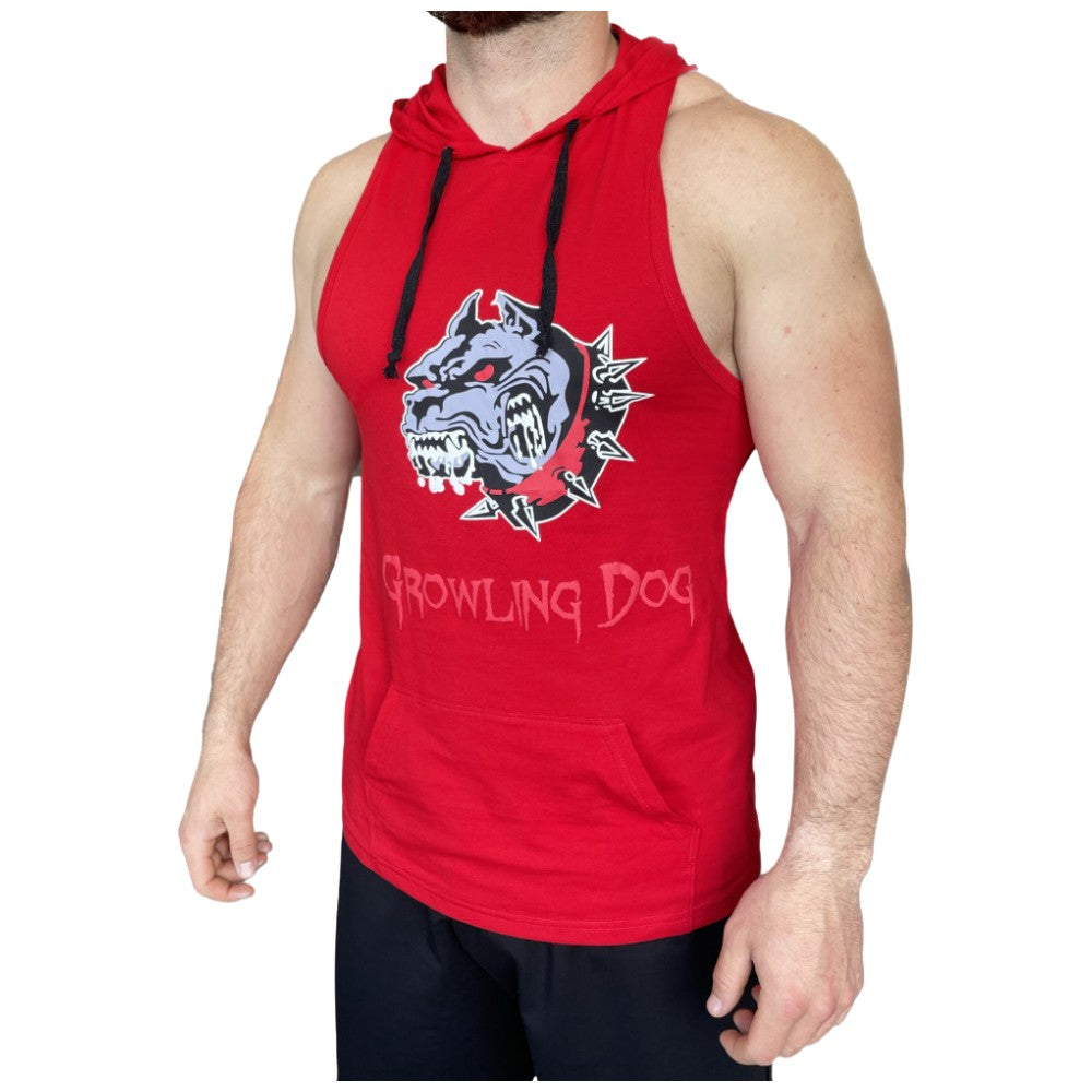 Chien de grognement du débardeur avec un chien grognement rouge/débardeur avec un sweat à capuche - rouge