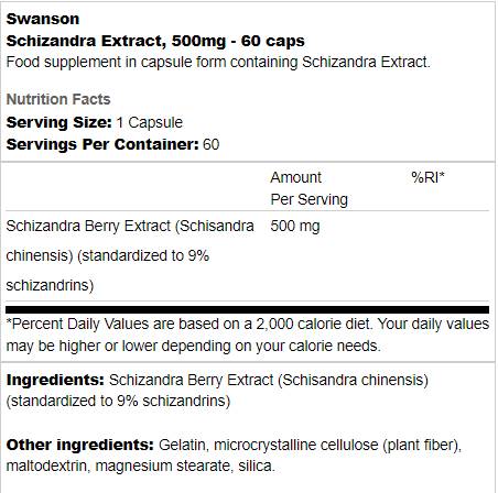 Schizandra extrait 500 mg 60 capsules