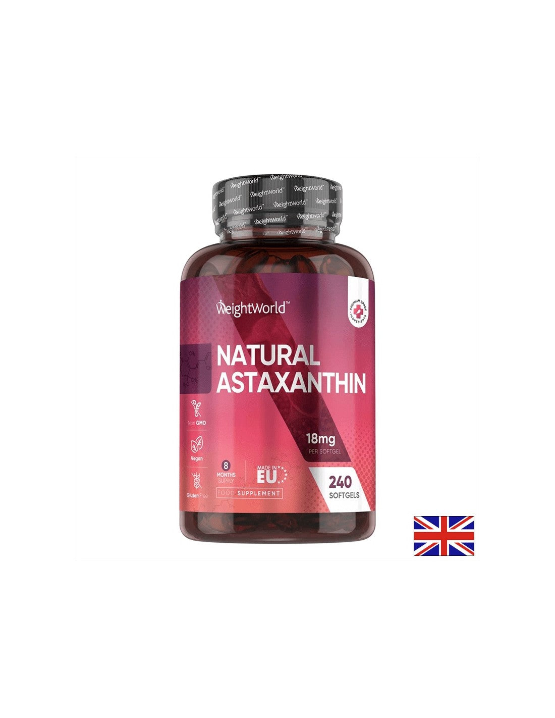 Pour la vision - astaxanthine 18 mg (de microalgues), 240 capsules - astaxanthine