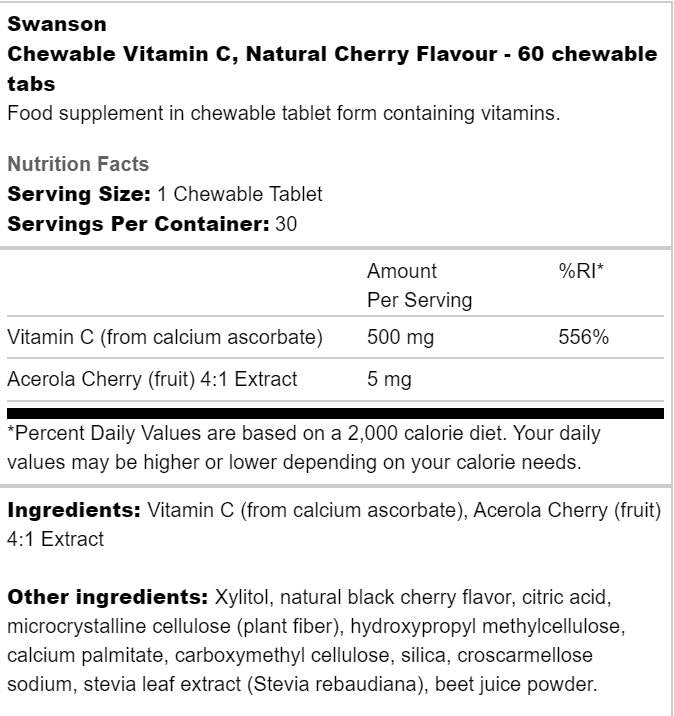 Vitamine C à crochet sans sucre 500 mg 60 comprimés