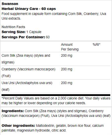 Soins urinaires à base de plantes 60 capsules