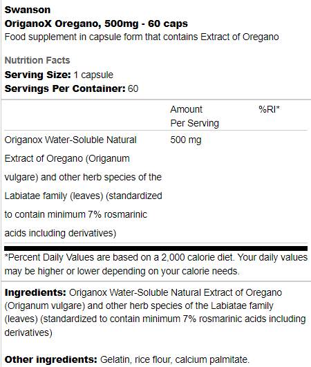 Origan origan 500 mg 60 capsules