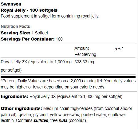 Royal Jelly 333 Mg 100 Capsules de gel