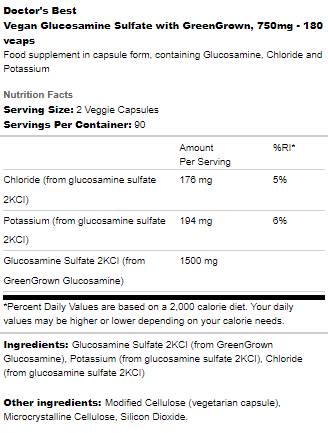 Sulfate de glucosamine végétalienne 750 mg | Avec Greengrown - 180 capsules