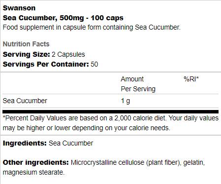 Concombre de mer 500 mg 100 capsules