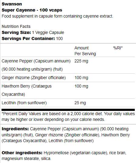 Super Cayenne | Avec du gingembre et de l'aubépine 100 capsules