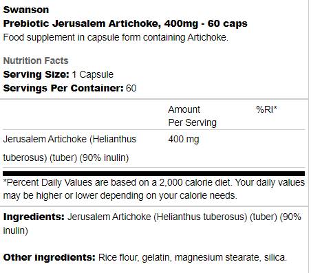 Prébiotique Jérusalem Artichaut 400 mg 60 capsules