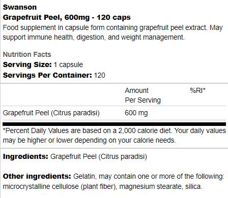 Peigne de pamplemousse 600 mg 120 capsules