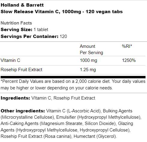 Vitamine C à libération lente 1000 mg - 120 comprimés