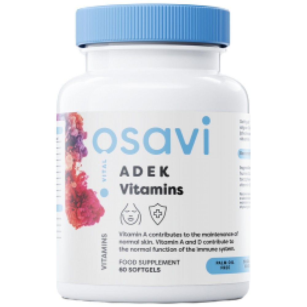 Adek Vitamines | A + D + E + K | avec des capsules de gel Quali-D® - 60