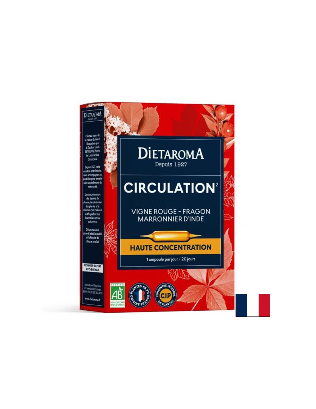 Pour une bonne circulation (vigne rouge, châtaignier et poire de Barbarie), 20 ampoules à boire