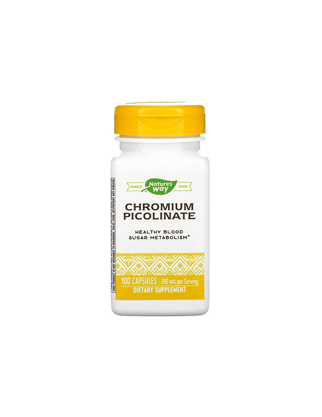 Supprime l'appétit, normalise la glycémie - Picolinate de chrome, 200 µg x 100 capsules