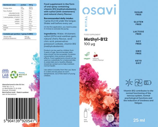 Spray oral méthyl B-12/100 mcg par pulvérisation - 25 ml
