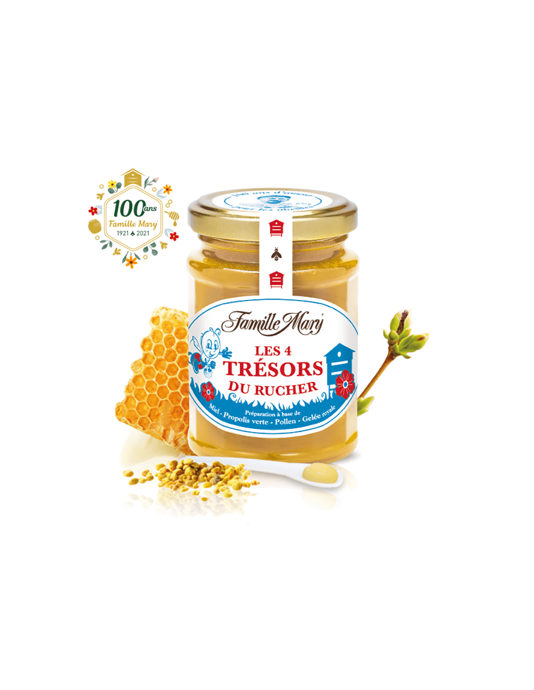 Les quatre trésors du ruquette (miel, propolis vert, pollen d'abeille et gelée royale), 230 g