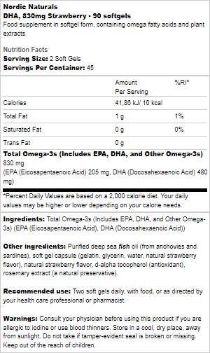DHA 830 mg - 90 capsules de gel