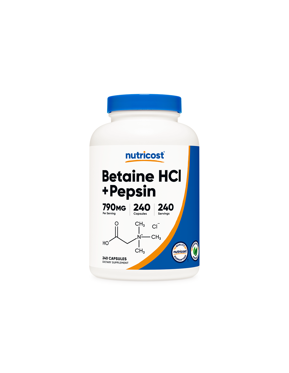 Digestion - Chlorhydrate de bétaïne + pepsine, 240 <tc>Nutricost</tc> Capsules
