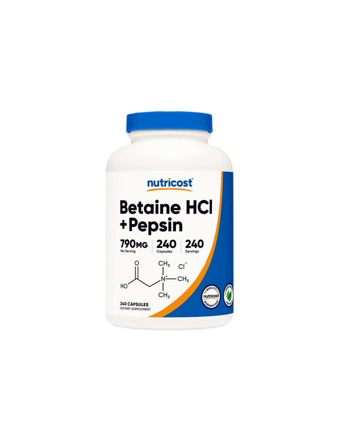 Digestion - Chlorhydrate de bétaïne + pepsine, 240 <tc>Nutricost</tc> Capsules