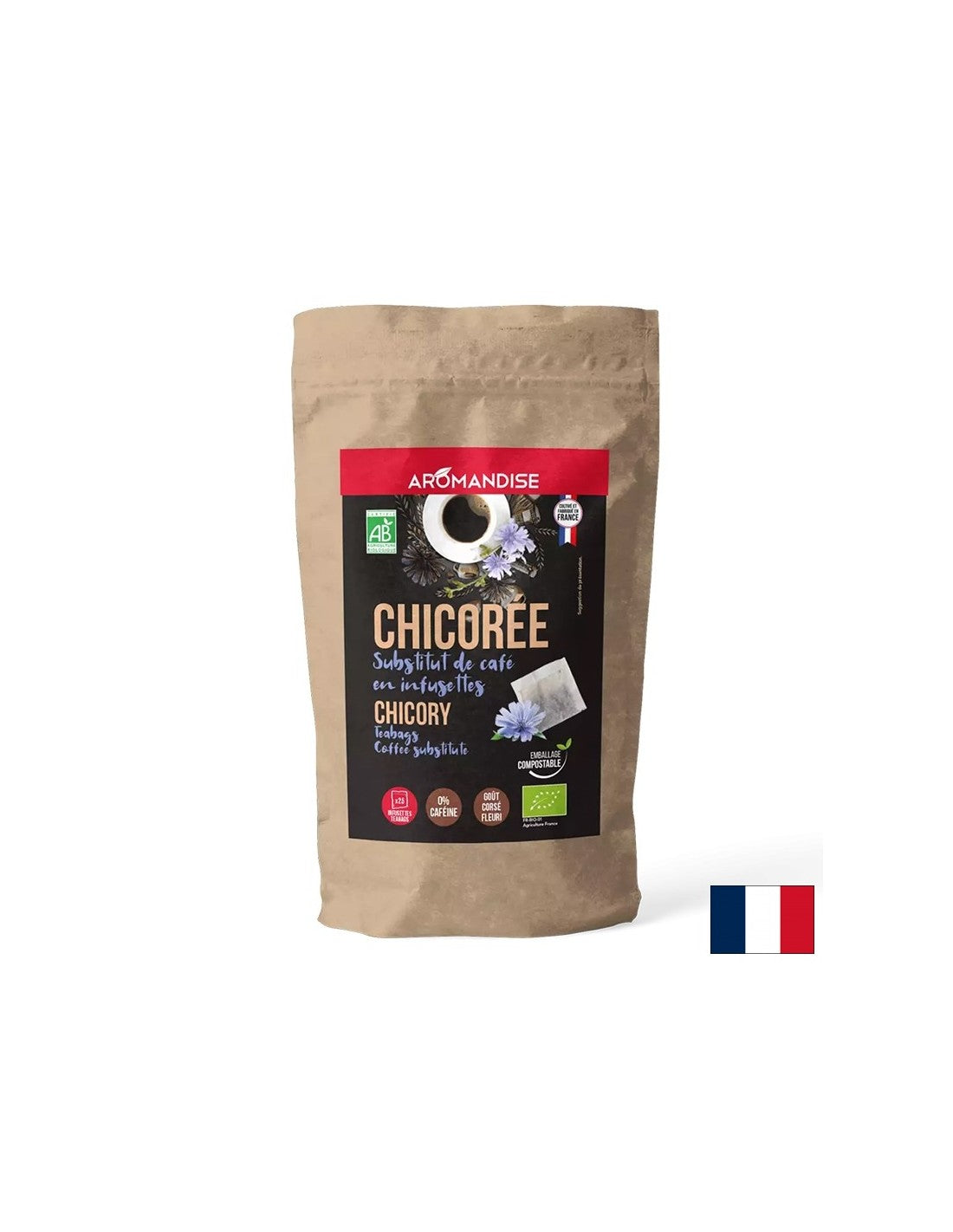 Café de chicorée décaféinée, 25 sacs filtrants