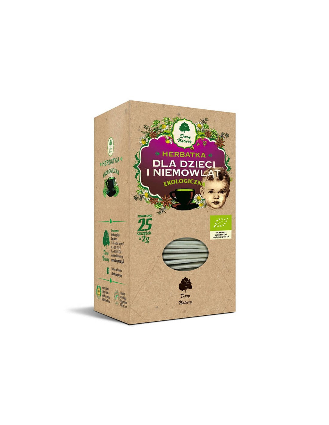 Thé à base de plantes pour les enfants et les bébés bio, 25 paquets