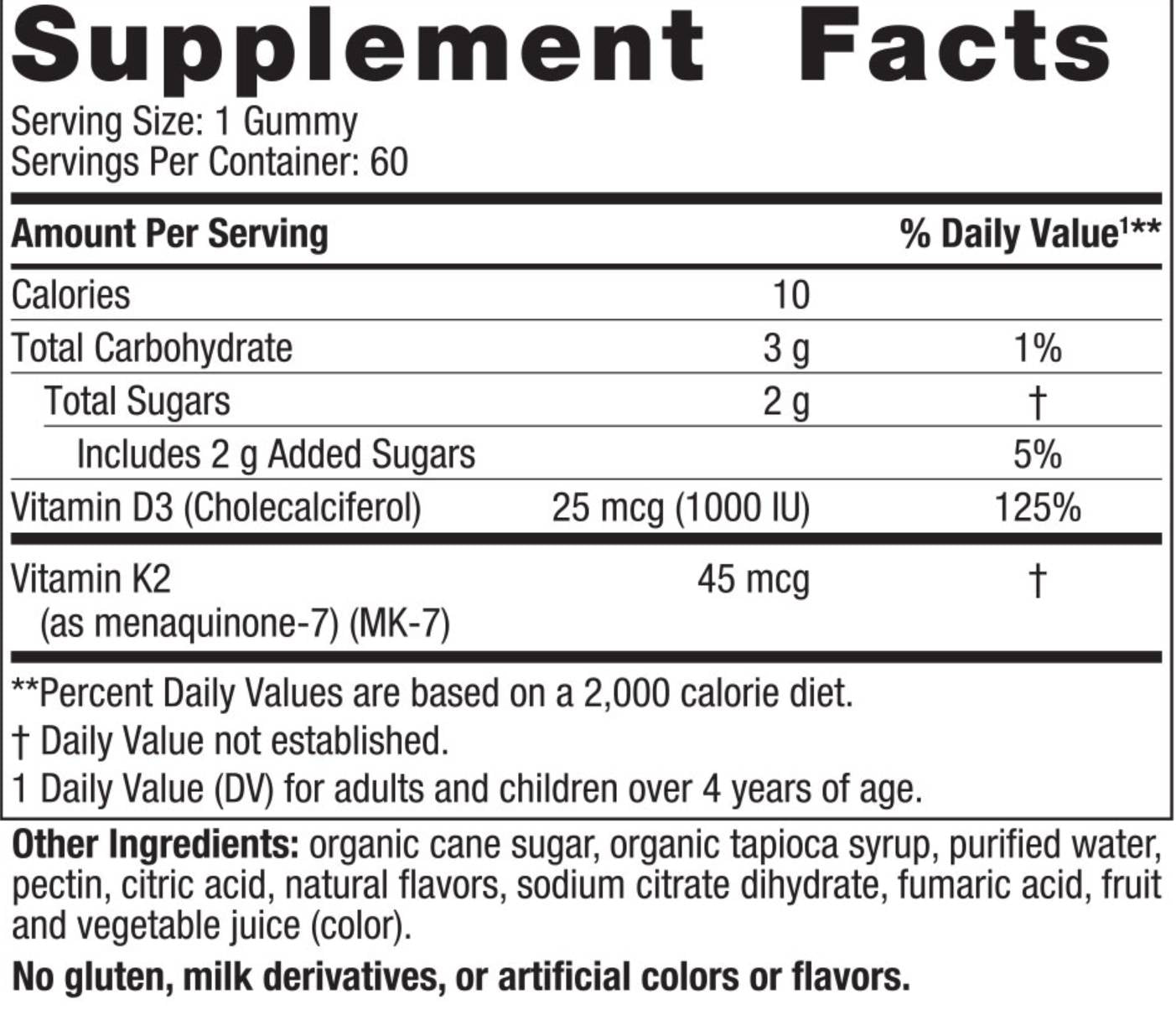 Vitamine D3 1000 UI + K2 45 MCG | Gummies - 60 gummies
