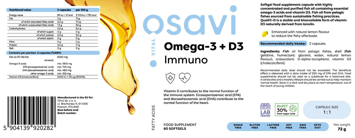 Omega-3 + D3 Immuno - 120 Gel Capsules