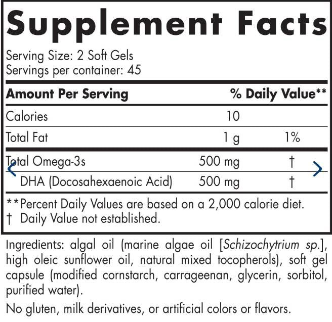 Algues DHA 500 mg - 60 capsules de gel