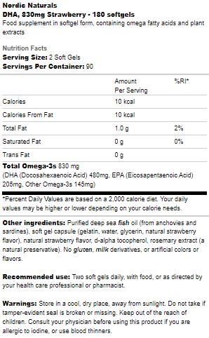 DHA 830 mg - 180 capsules de gel